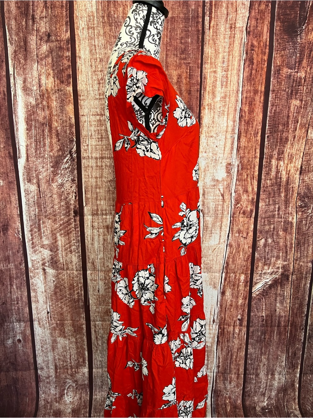Free People | NWT Red Floral Backless Midi Dress - Picture 4 of 10
